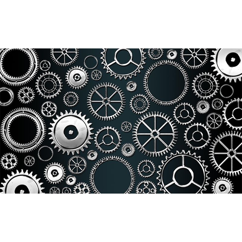 Industrial Metal Gears Mural Eco-friendly Wallpaper for Home