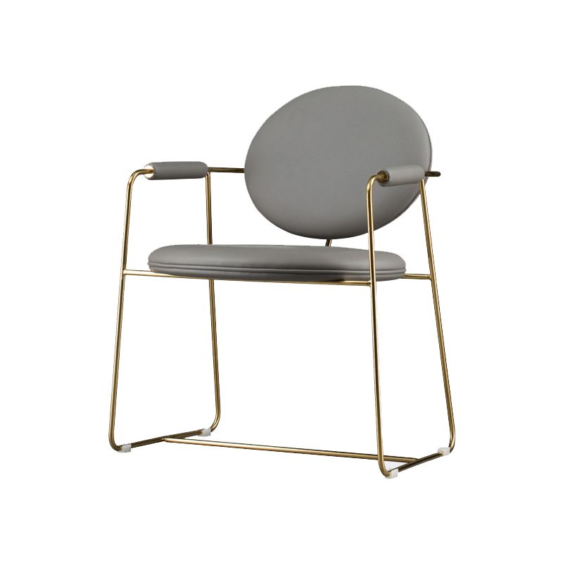 Glam Arm Chair Leather Open Back Dining Chair for Dining Room