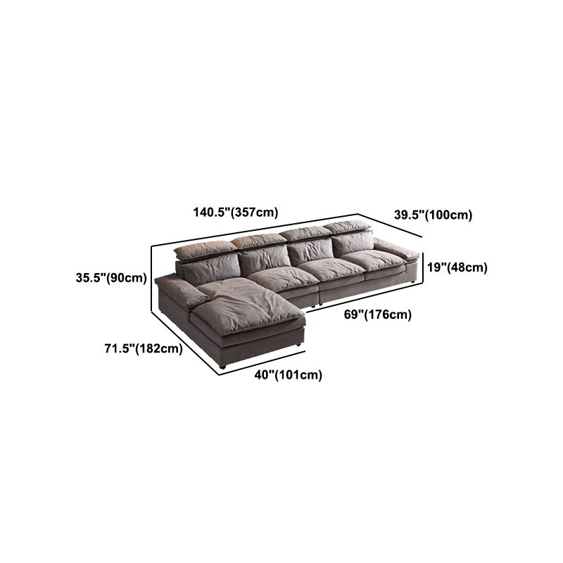 Armless Sofa Bed with Pillow Back Leather Sofa with Grey Solid Wood Frame