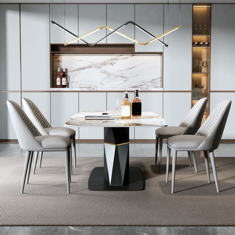 Modern Sintered Stone Top Dining Set Rectangle 1/2/5/7 Pieces Dinette Table Set