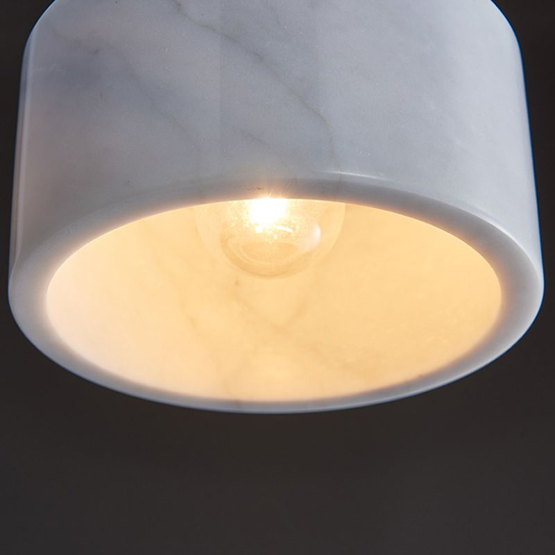 Marble Cylindrical Shape Hanging Lights Modern Style 1-Light Hanging Mount for Restaurant