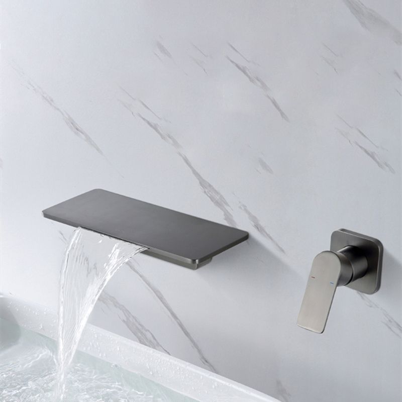 Single Lever Handle Bathroom Faucet 2 Holes Wall-Mounted Waterfall Spout Sink Faucet