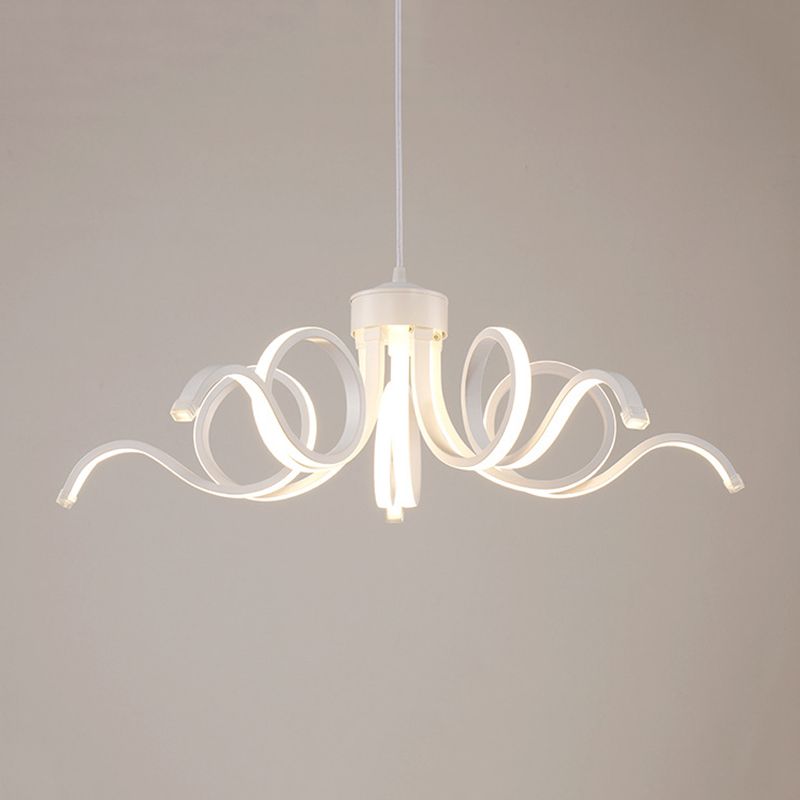 Acrylic White LED Hanging Lamp in Modern Simplicity Aluminium Linear Pendant Light for Dining Room