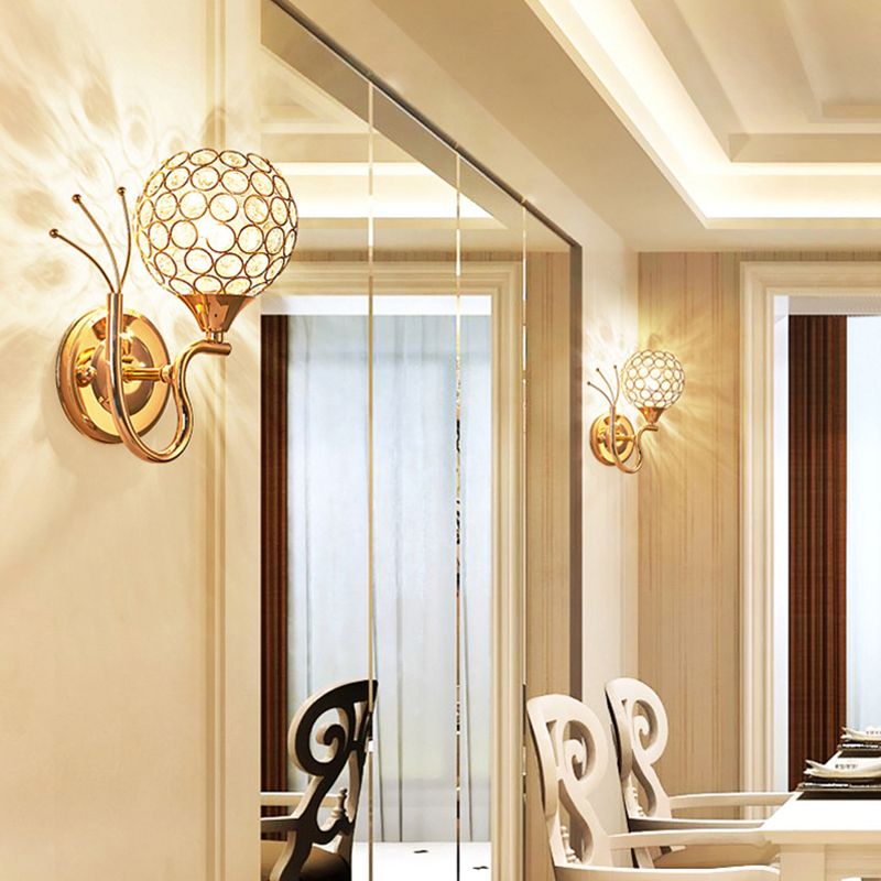Stile moderno in stile oro sconce in stile nordico cristallo metallo globo luci per letto