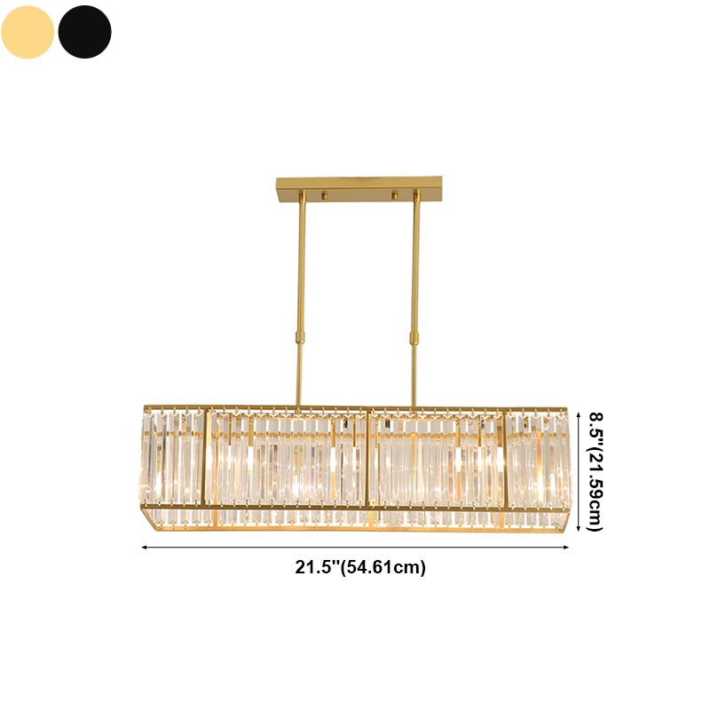 Modern Rectangle Shade Island Pendant Crystal Island Lights for Restaurant
