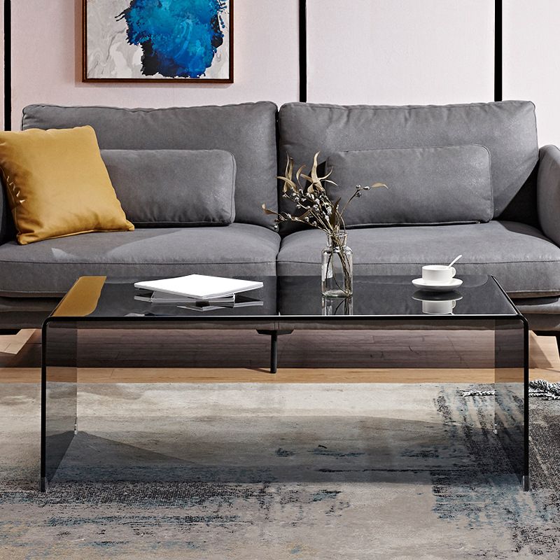 Sled Single Coffee Table Glass Modern Black/White Open Shelf Cocktail Table