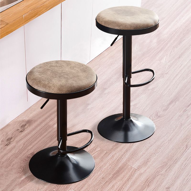 Faux Leather Barstools Adjustable Height Barstools with Footrest