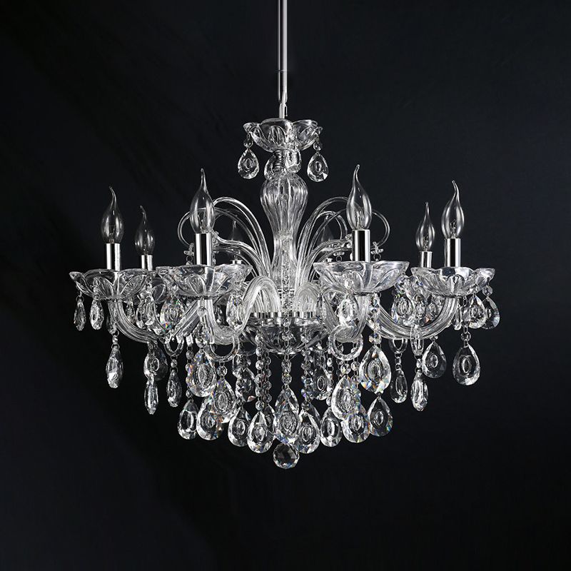 Nordic Style Chandelier Light 8 Lights Candle Shaped Pendant Light for Living Room