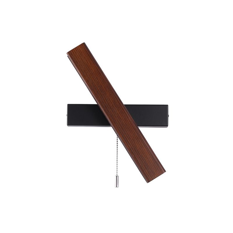 Wooden Creative Rotatable LED Wall Lamp Hand Pull Switch Design Sconce Light for Bedroom