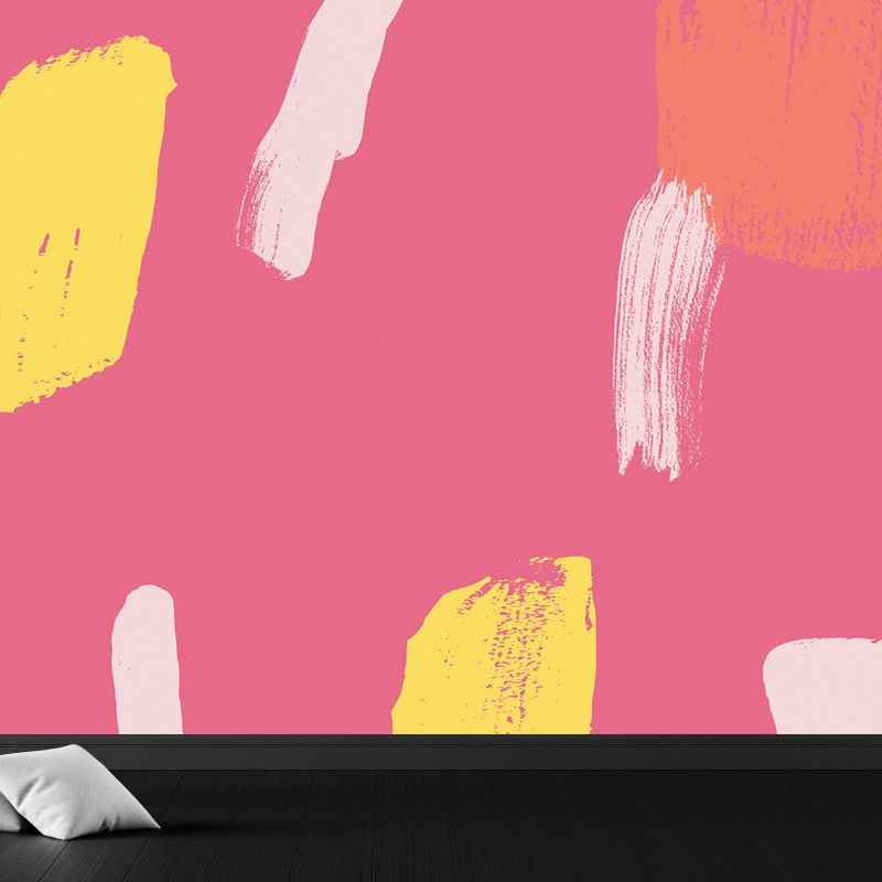 Modern Abstract Pattern Mural Decal Pink Waterproofing Wall Covering for Bathroom