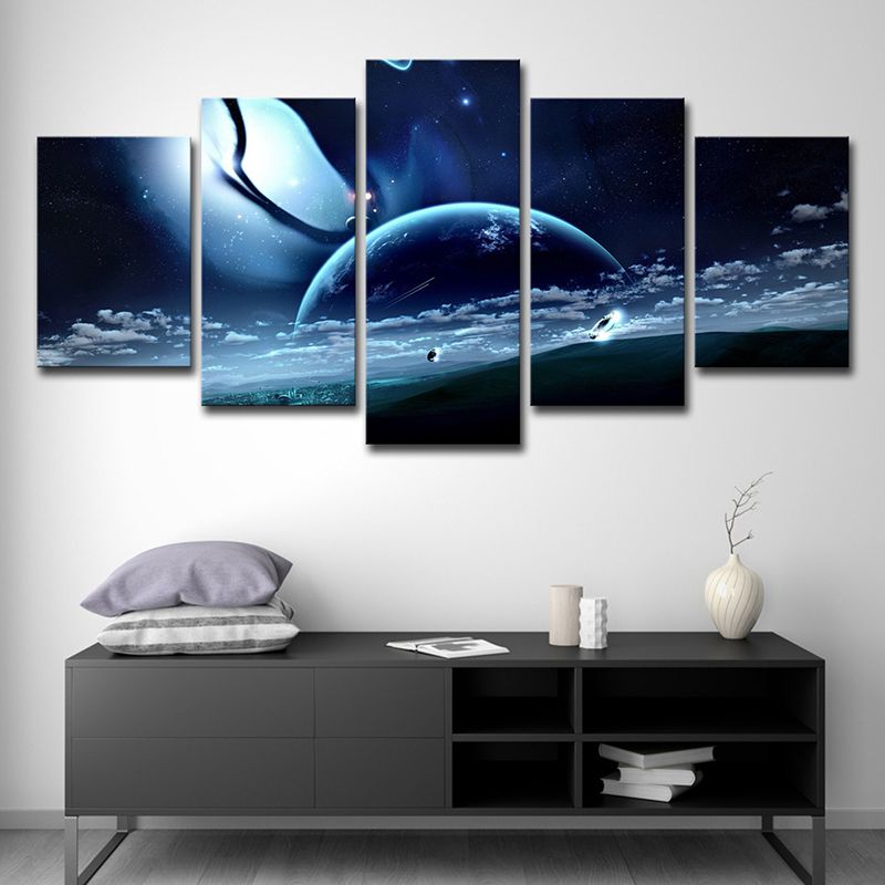 Star Trek Space View Canvas Science Fiction Multi-Piece Wall Art Decor in Dark Blue