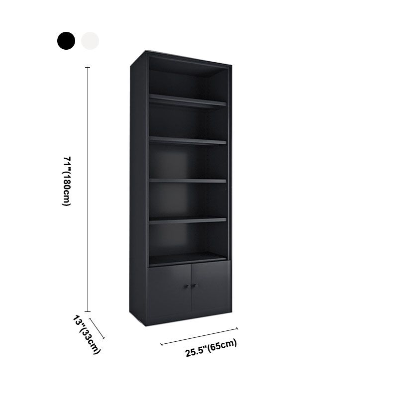 Modern Closed Storage Bookcase Black/White Metal Bookshelf with Shelves
