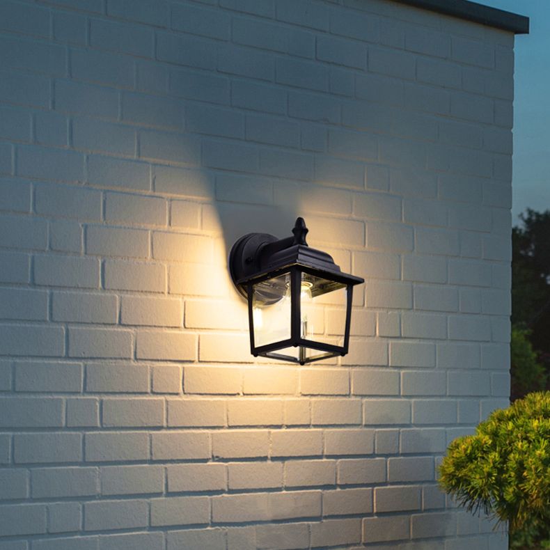 Schwarze quadratische Wandbeleuchtung minimalistische Glas Außenwandleuchten Beleuchtung