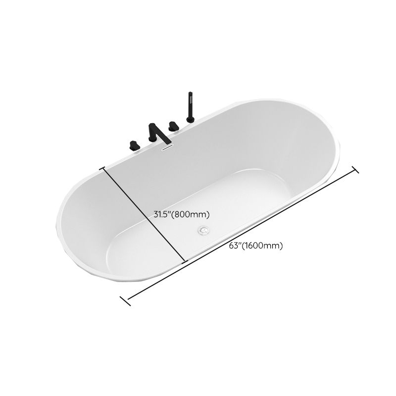 Contemporary Oval Drop-in Bathtub Soaking Acrylic Bath Tub in White
