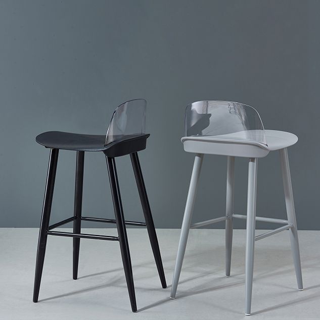 Indoor Rectangle Bar Stool Low Back Plastic Footrest Modern Counter Stool