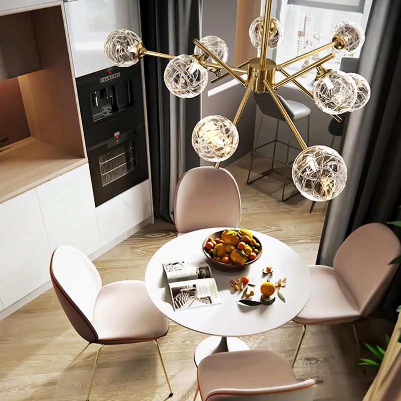 Contemporary Glass Chandelier Light Fixtures Restaurant Multi Head Hanging Chandelier