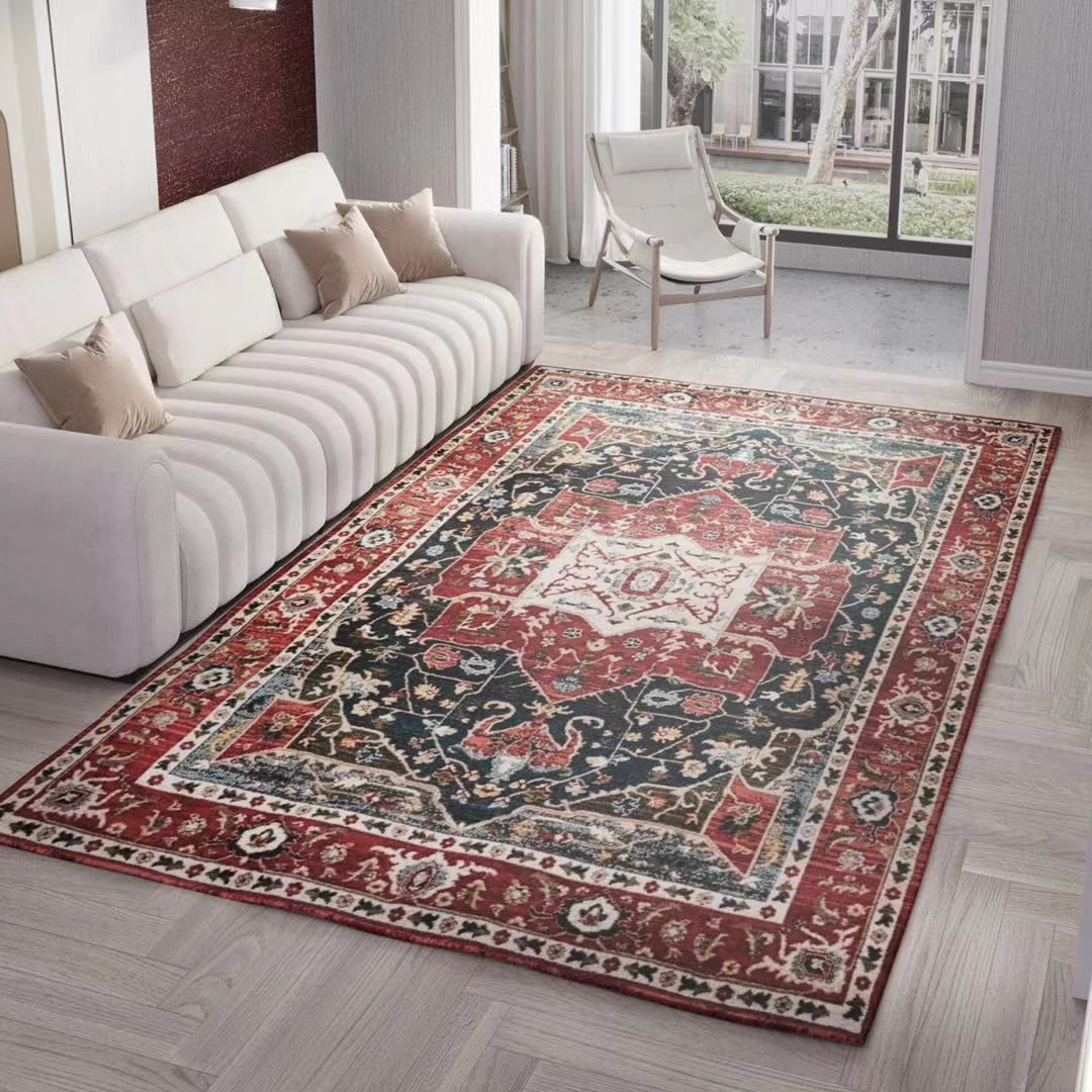 Mehrfarbiger persischer Indoor-Teppich Polyester Stammesdruck Teppich nicht rutschfestem Innenteppich für Wohnkultur