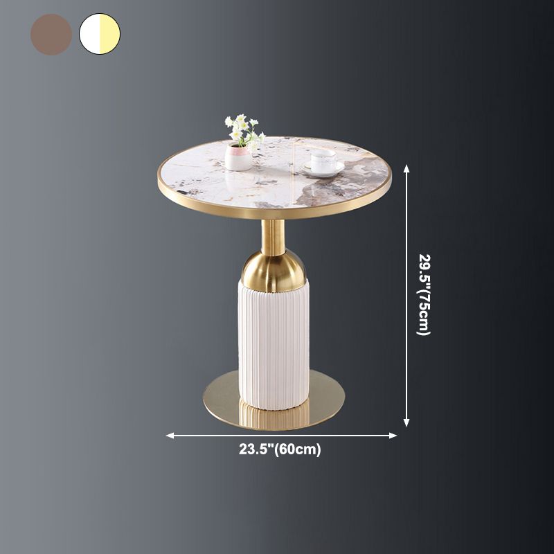 Metal Traditional Luxury Dining Table Sintered Stone Dining Table with Pedestal