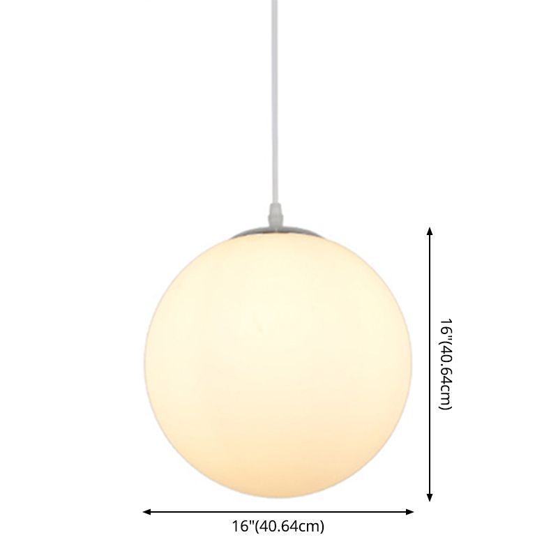 1 Light Round Ceiling Light Modern Simple White Glass Ceiling Fixture for Restaurant