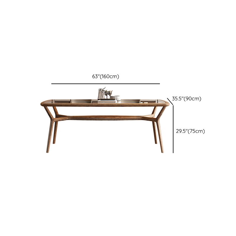 Contemporary Tempered Glass Top Dining Room Set 4 Legs Base for Kitchen
