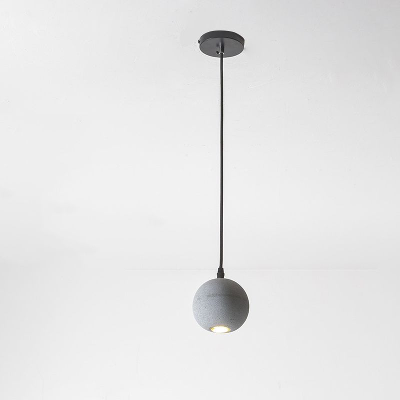 Grey Spherical Shape Pendant Lamp Modern Minimalist Cement Hanging Lamp for Living Room