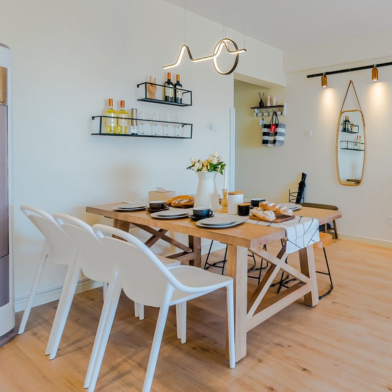 Modern Pine Wood Dining Table Rectangular Trestle Dining Table for Home Use