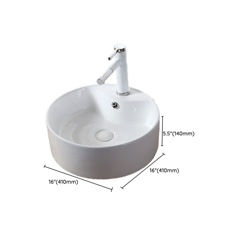 Modern Vessel Bathroom Sink Rectangular Porcelain Drain Vessel Sink(Not Included Faucet)