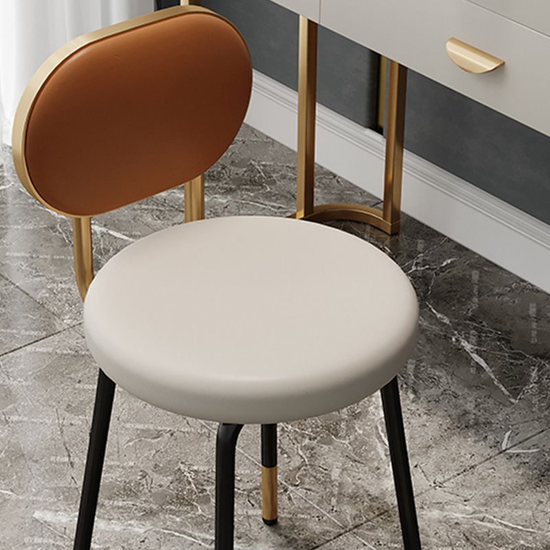 Luxurious Upholstered Armless Chair Open Back Side Leather Chair with Metal Base