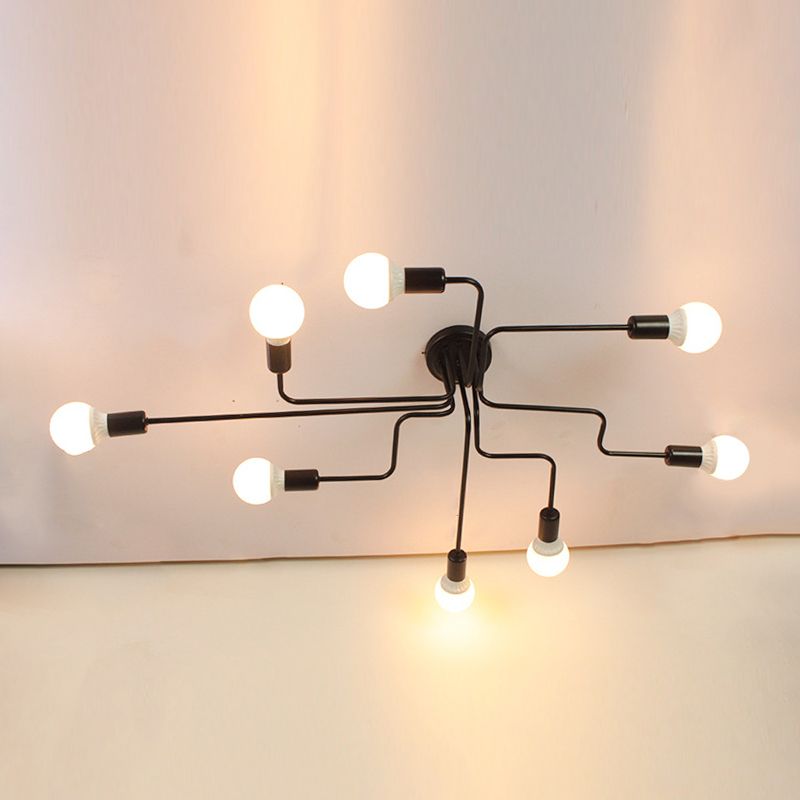 Lámpara de metal Delgada Semi-Vaciado de Luz Lámpara de techo de Loft de Luz en Negro
