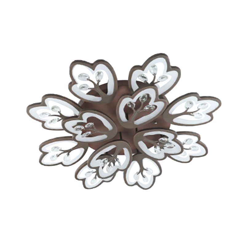 Café 12/15 lumières plafonnier style moderne acrylique floral plafonnier en chaud/blanc/3 couleurs de lumière, 37,5"/41" de large