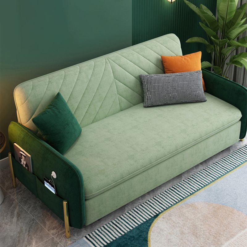 31" Wide Glam Futon Sofa Bed Green Futon Sleeper Sofa with Storage