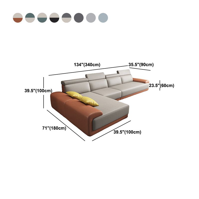 Modern Sectional with Adjustable Head Pillow and Pillow Top Arm