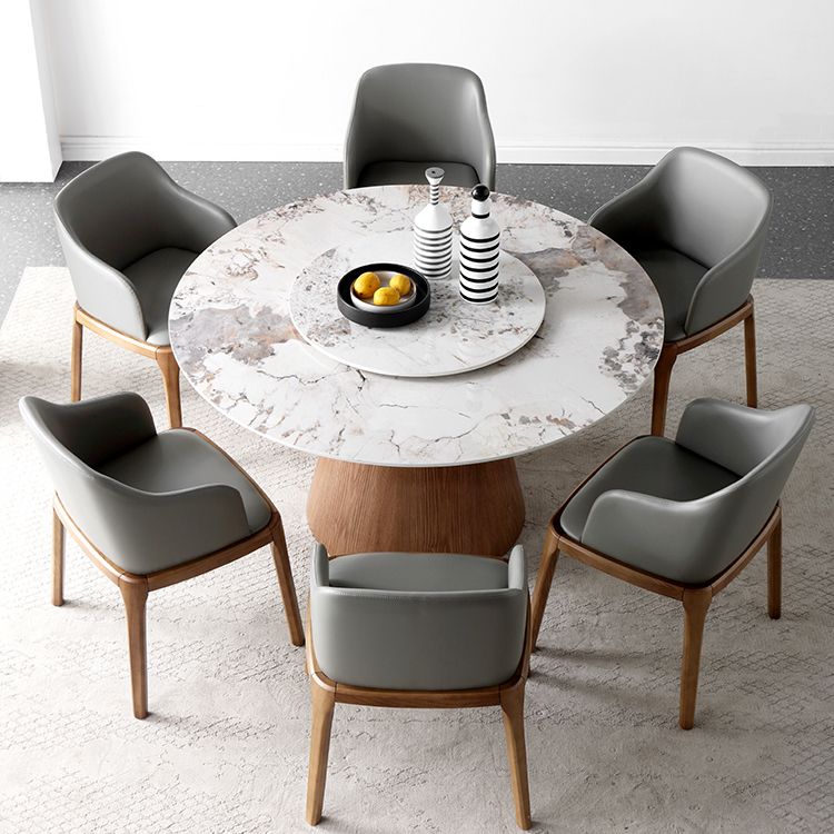 Contemporary Round Shape Gray Table Standard Sintered Stone Dining Table for Kitchen