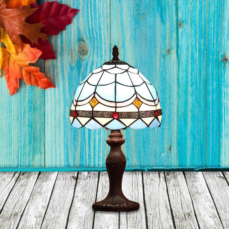 Wellenmuster gefärbter Glas Tischlampe Mediterrane 1-Licht dunkelbrauner Nachtständer leicht