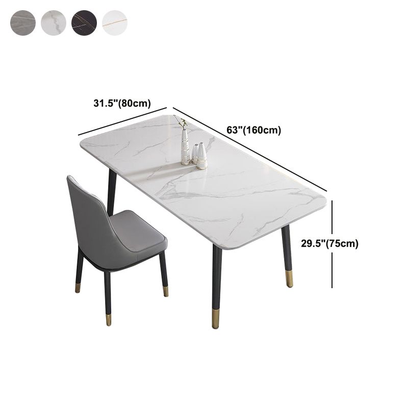 Rectangular Sintered Stone Dining Table Luxury Furniture with 4 Legs in Matte Finish Home