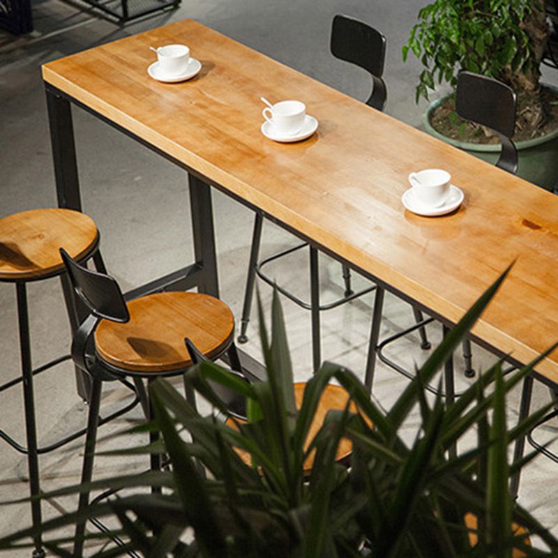 Rectangular Bar Height Table Black Legs and Metal Base Bar Table