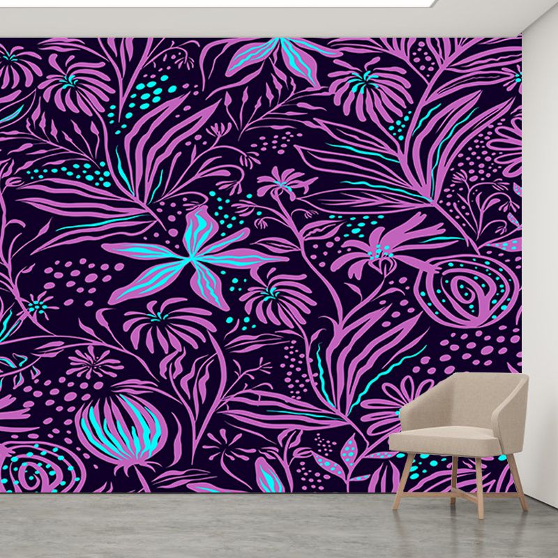 Tropical Plants Illustration Mural Stain Resistant Wall Art for Home Decor