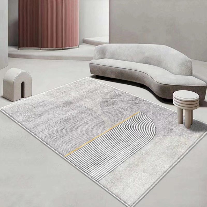 Light Brown Modern Rug Polyester Graphic Area Rug Non-Slip Backing Rug for Living Room