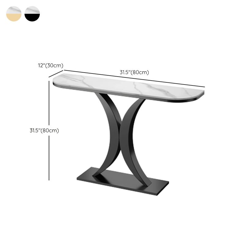 Stone Half Moon Console Table 31.5-inch Tall Accent Table for Hall