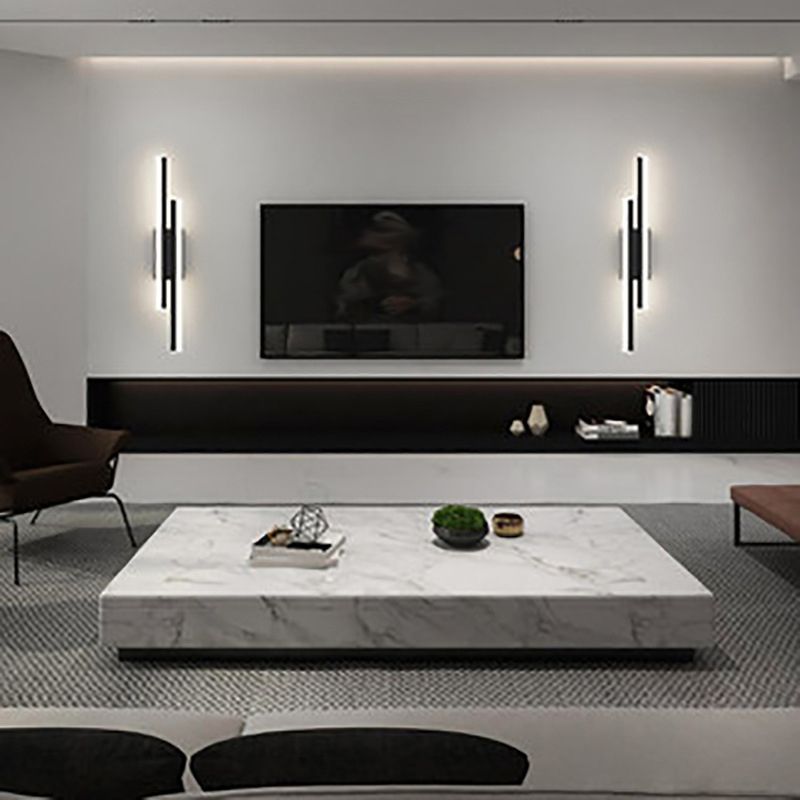 Minimalist LED Wall Lamp Black Metal Sconce Lighting for Bedroom