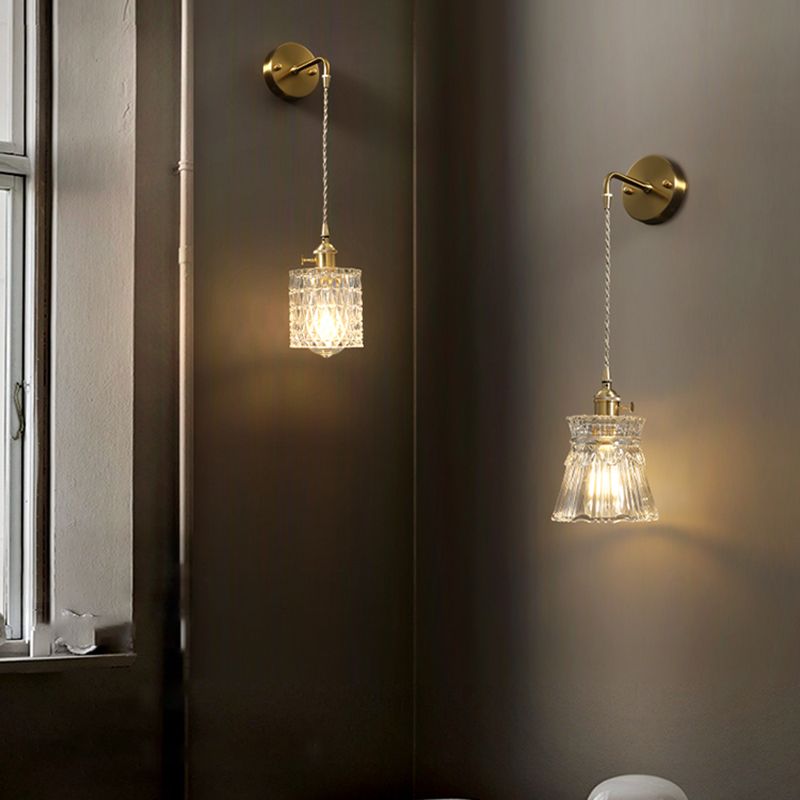 Accesorio de luz montado en la pared de vidrio sombreado estilo minimalista de iluminación de pared transparente