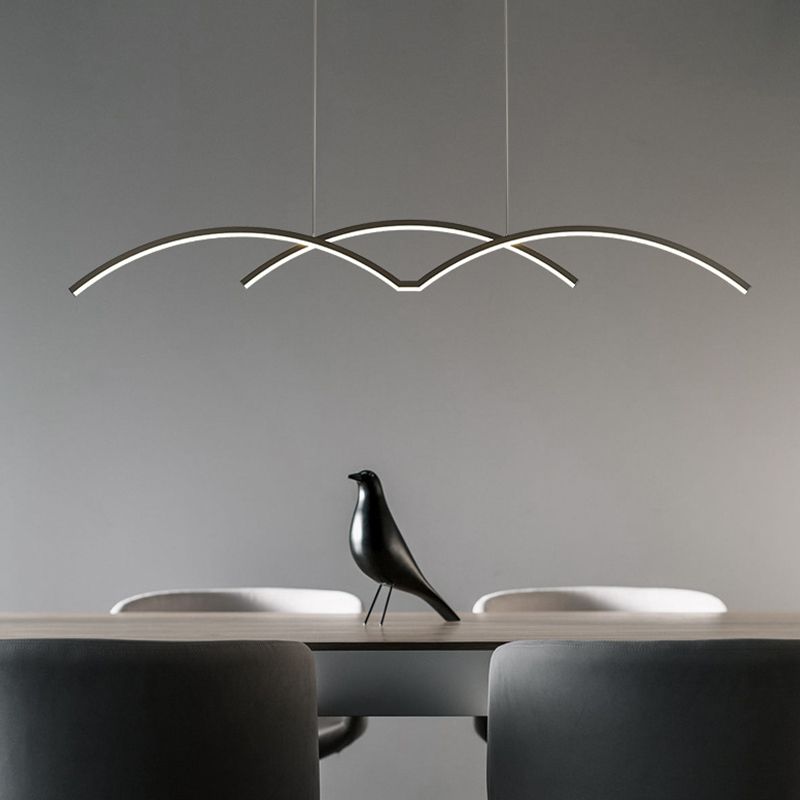 Linear 2 - Light Kitchen Light Fixture Contemporary Metal LED Ceiling Pendant Lighting