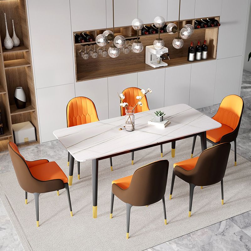 1/5/7 Pcs Metal Contemporary Dining Room Set with Rectangle Table Dining Set
