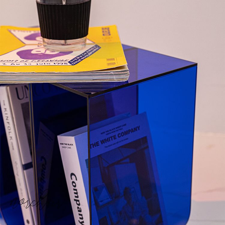 Contemporary Antique Finish Shelf Bookcase Acrylic Geometric Bookshelf