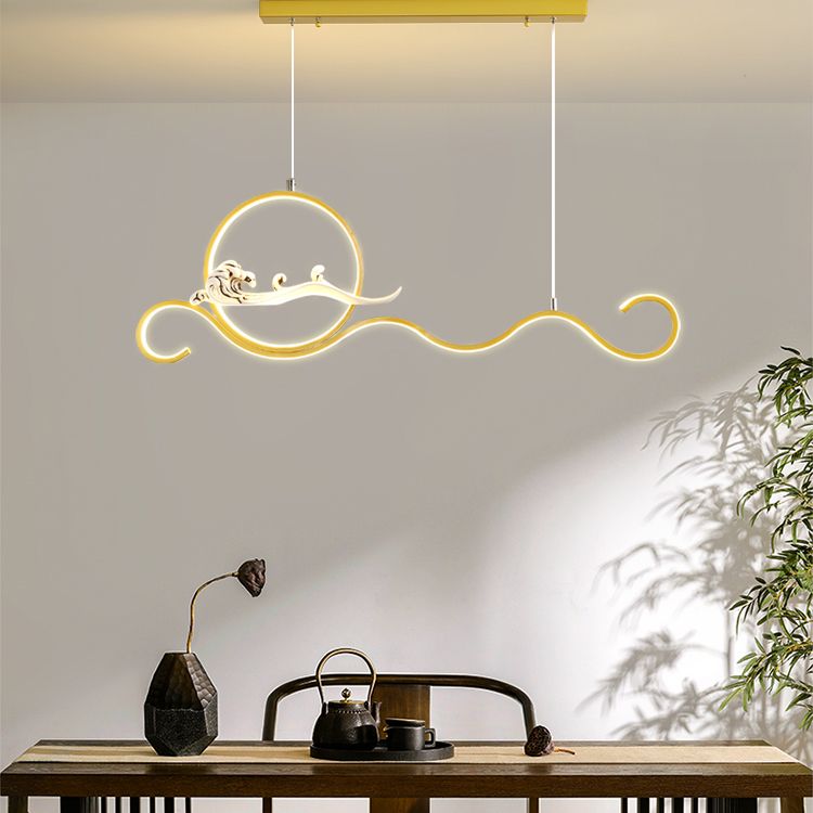 Modern Style Linear Shape Island Lights Metal 2-Light Pendant Lights