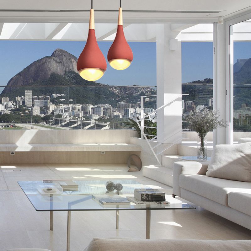 Pear Pendant Lighting Nordic Cement 1 Light Grey/Red/Green Hanging Ceiling Light