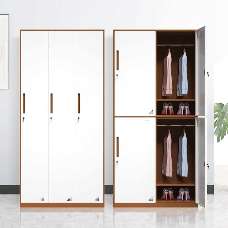 Hinged Wardrobe Armoire with Garment Rod Steel Wardrobe Cabinet