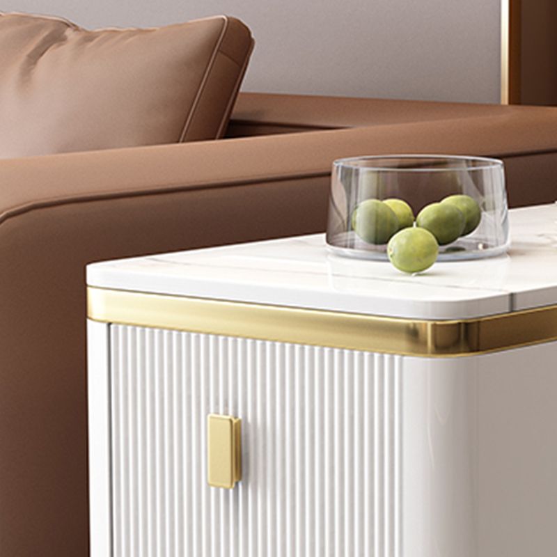 Gorgeous Wood Four-Leg Side Table with Two Drawers for Living Room