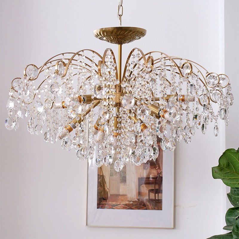 American Style Branch Chandelier Crystal 6 Lights Hanging Light for Bedroom