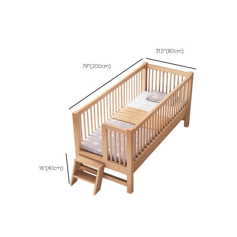 Traditional Style Solid Wood Nursery Crib with Mattress and Guardrail
